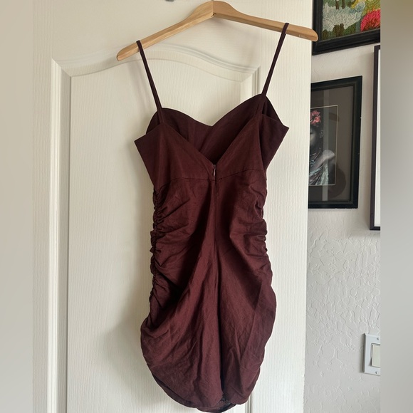 Zara Linen Blend Ruched Mini Dress. Size: Small. Good condition 🤎 - Picture 7 of 11